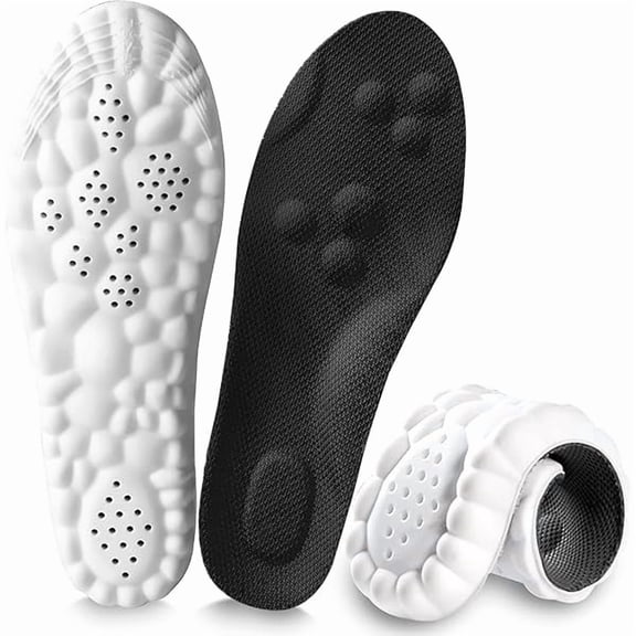 mjw001 4D Cloud Insoles for Men and Women, Arch Support Insoles, Memory Foam Insoles, Steppers Insoles Shock Absorption and Cushioning Sports Shoe Insoles (Black, XLL-Men 12-13（12.4 Inch)