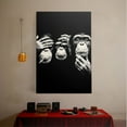 thumbnail image 4 of 1pc Cool Three - Chimpanzees Canvas Wall Art with One Smoking, Hands - Gesturing, Black and White Framed Decor room hanging Wall Picture Decor for Home Gifts, living room, bathroom, bedroom, kitchen, 4 of 8