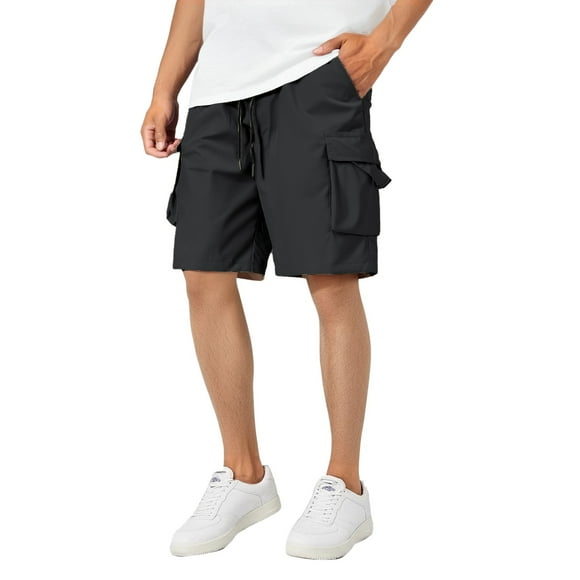 Ediodpoh Men's Summer Pants Overalls Five Quarter Pants Men's Casual Shorts Men Shorts Black L