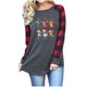 thumbnail image 1 of Camisas Navideñas A Cuadros Para Mujer, Manga Larga Con Estampado A Cuadros, Costura, Manga Larga, Cuello Redondo, Camiseta de Béisbol Raglán Odeerbi ODB208149, 1 of 4