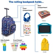 J World Boys and Girls Lollipop 16 Kids Rolling Backpack with Insulated Lunch Bag for School and Travel,Spaceship