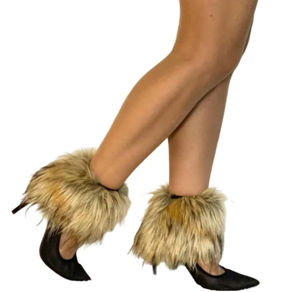 Women Furs Leg Warmer Winter Furry Long Boot Cuffs Fuzzy Shoe Cover Party Costume for Holiday Festival Performances Play