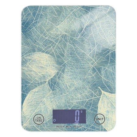 

Digital Kitchen Food Scale Weight Grams Oz for Baking Cooking Coffee 11lb 0.05oz/1g Glass Hand Drawn Leaf
