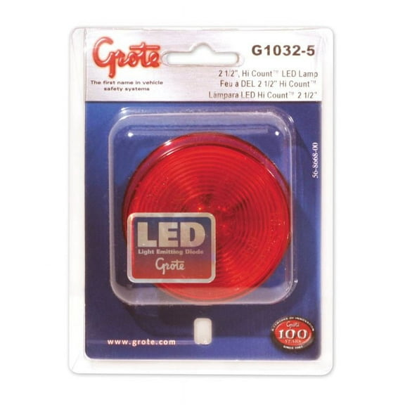 Grote G1032-5 Hi Count Red 2 1/2" LED Clearance Marker Light (Optic Lens)