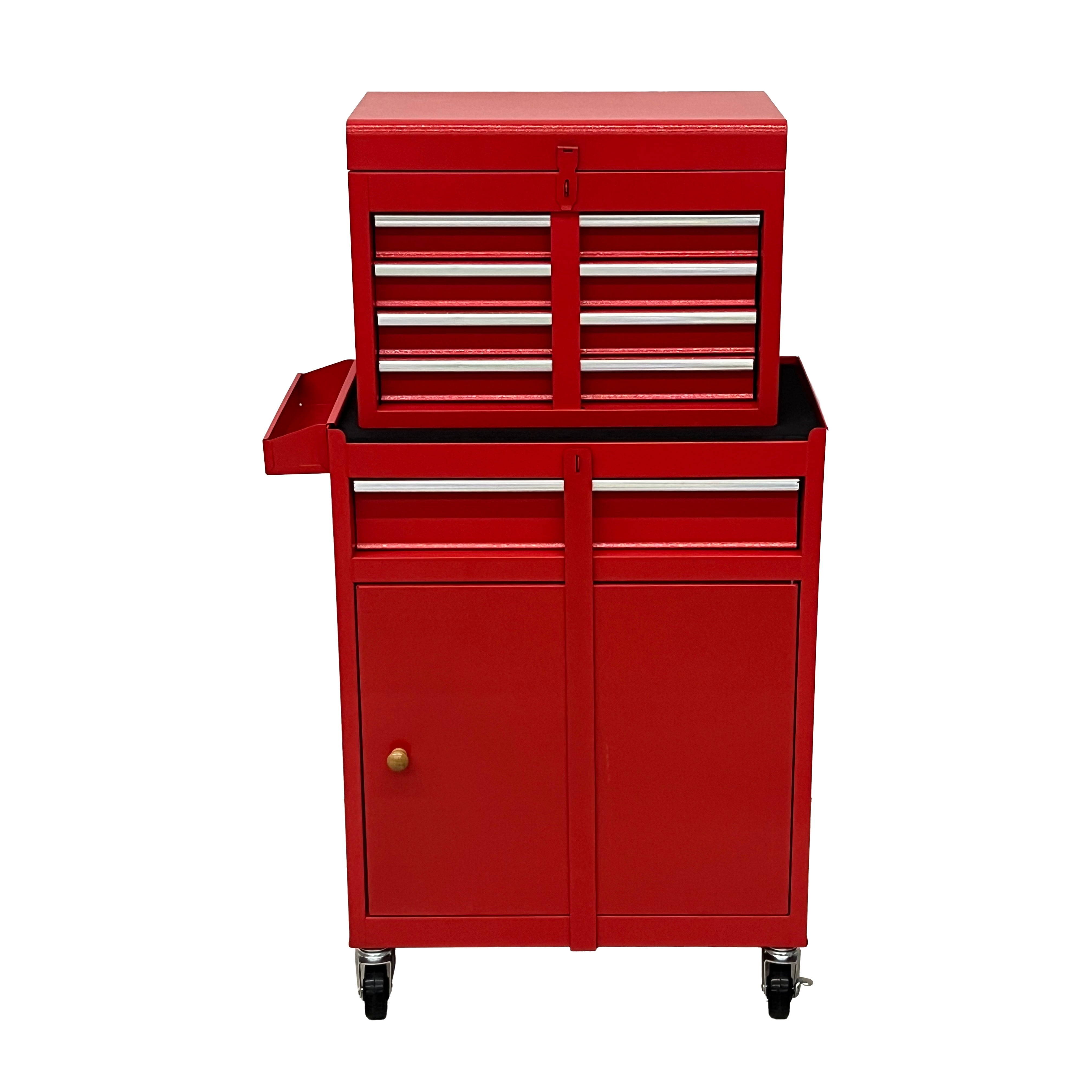 5 Drawer Rolling Tool Chest, Metal Tool Storage Cabinet with Detachable Top, Sliding Drawers, Lockable Wheels and Lock‑System, Tool Cart Organizer for Garage Workshop, Red