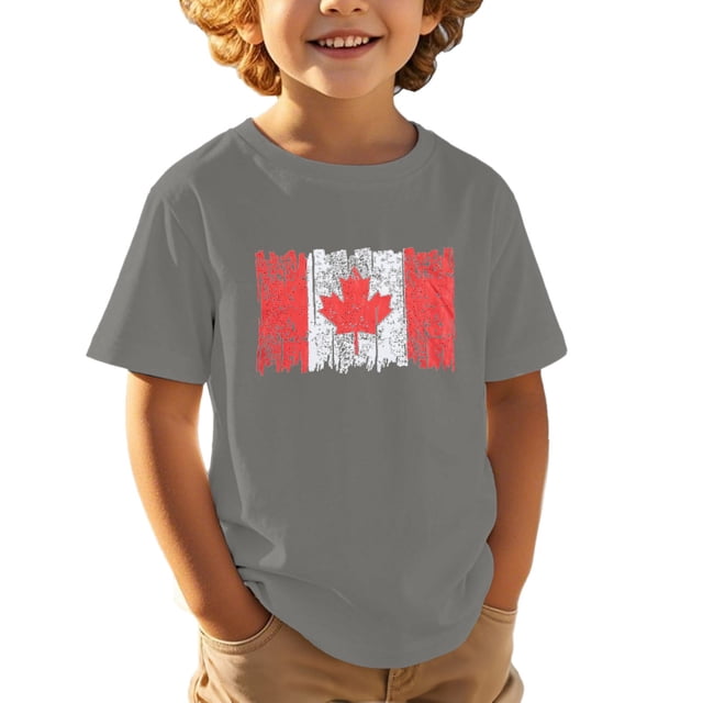 T-shirt Garçon Canada Drapeau du Canada Col Rond Manches Courtes Blouse Enfants Fête du Canada Imprimé Graphique Décontracté Fête du Canada Célébration T-Shirt Graphique Filles