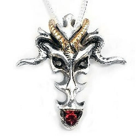 - Gothic Silver-Plated Pewter Talisman Dragon Skull Pendant Necklace