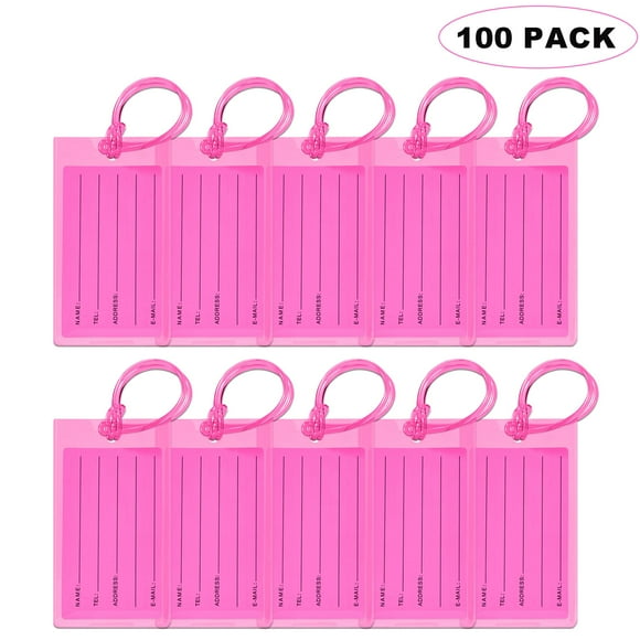 Etiquetas de equipaje, paquete de 100 unidades, bolsa de viaje de PVC, etiqueta de identificación para avión Sodsay