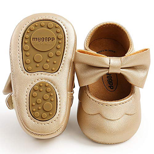 LAFEGEN Baby Girls Mary Jane Flats with Bownot Non Slip Soft Sole 