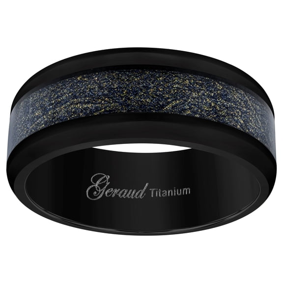 Titanium Black Mens Meteorite Inlay Comfort Fit Bridal Anniversary Engagement Wedding Band 8mm Size 10