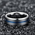 thumbnail image 3 of 8mm Men's Sliver Grooved Tungsten Carbide Ring Polished Beveled Edge Wedding Band Size 6 to 14, 3 of 3