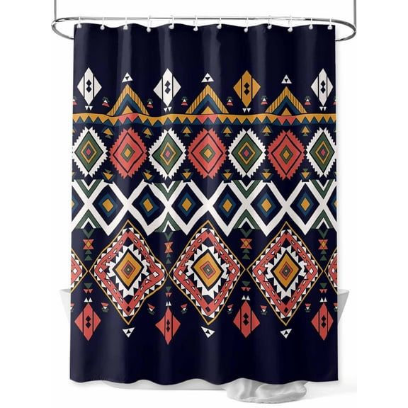 Shower Curtain Pink Yellow Aztec Boho Bathroom Curtains with Hooks, Waterproof Fabric Tribal Geometric Pattern Bath Shower Curtains Set for Bathroom Bathtubs Decor 36x72 Inch