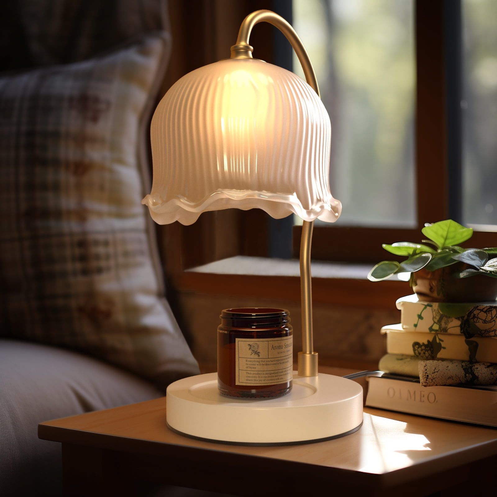 TOPTENG Candle Warmer Lamp, Dimmable Lantern with Timer, Wax Melt for Scented Candles, Compatible with Small & Large Jar, with 2 Light Bulbs Flower