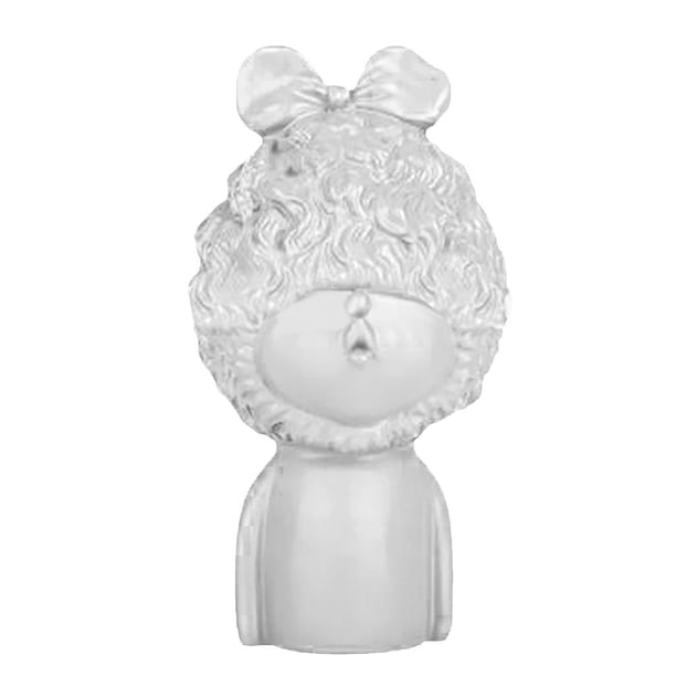 Muñeca de de cabellero de Resina en Miniatura Decoración para Hogar Dormitorio Blanco-b BLESIY Resin Curly Girl Ornament