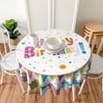 thumbnail image 3 of Birthday Gift Colorful Stars Funny Round Tablecloth Waterproof Wipeable Tablecloth Cover Home Restaurant Kitchen Picnic Party Decoration 60 Inch Circular Tablecloth for 20-47 Inch, 3 of 6
