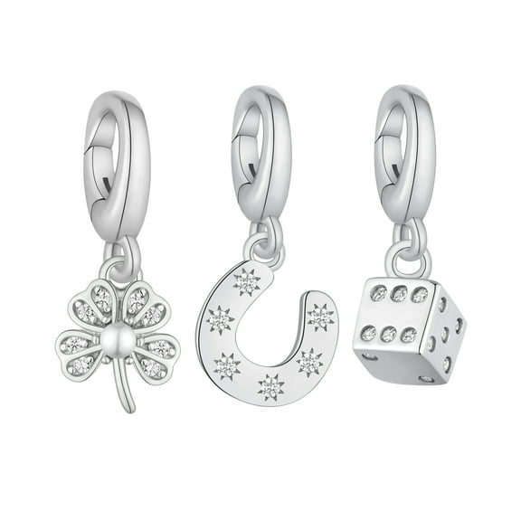 Brilliance Fine Jewelry Simulated Diamonds Good Luck Charm Set in Sterling Silver