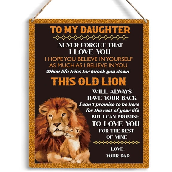Daughter Gifts To My Daughter Wooden Hanging Sign Thanksgiving Birthday Christmas Gifts for Daughter from Dad Wall Sign for Home Bedroom Living Room Girls Room Decor 8x10 Inch