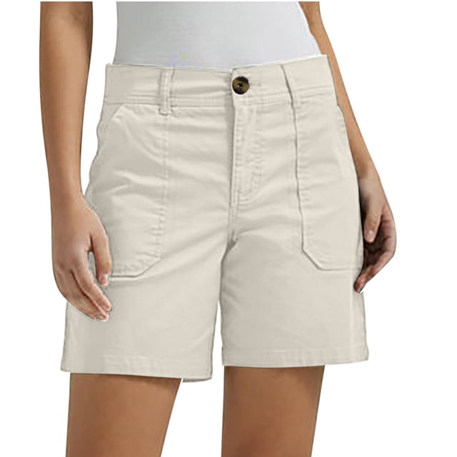 Pntutb Plus Size Clearance!Fashion Women Solid Casual Button High Waist Pockets Short Pants