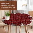 thumbnail image 4 of Christmas Round Tablecloth, Fitted Table Cover with Elastic for 36"-44" Round Tables, Buffalo Plaid Cute Snowman Xmas Tree Elk Snowflakes Table Cloth Outdoor Dinning Party Waterproof Tablecloths, 4 of 7