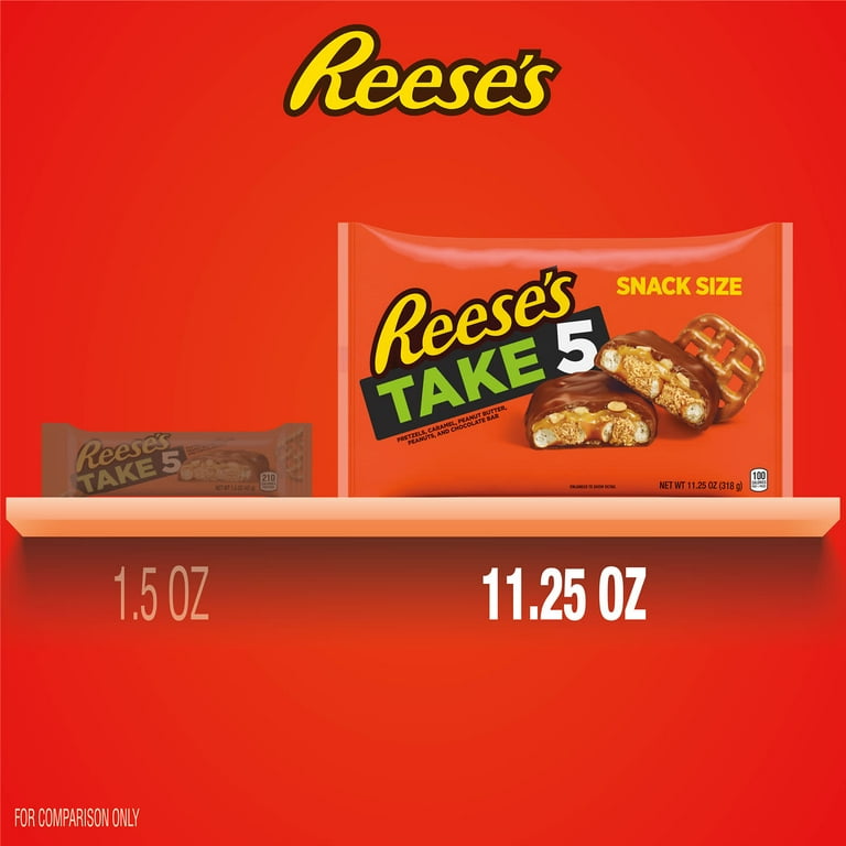 Reese's Take 5 Pretzel, Peanut and Chocolate Snack Size Candy, Bag