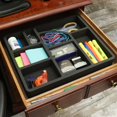 thumbnail image 1 of Polar Whale Desk Utility Kitchen Drawer Organizer Tray Insert Pen Pencil Notes Holder for Home Office Shop Waterproof Washable  14.8 X 12.3 X 2 Inches 8 Compartments Black, 1 of 7