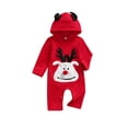 thumbnail image 1 of ZAXARRA Baby Christmas Jumpsuit, Reindeer Hooded Long Sleeve Romper, 2 Colors, 1 of 7