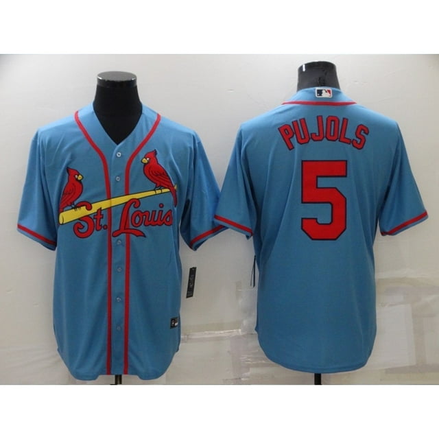 St. Louis Cardinals Baseball League 5# Pujols-Light Blue New Player Name Classic Commemorative Star Collection Embroidered Version Jersey-L
