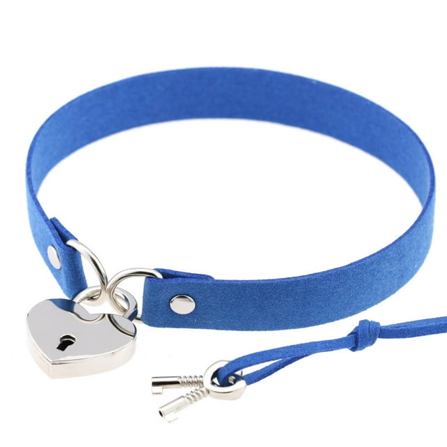 Collier Ras du Cou en Cuir Punk Premium en Cuir Végan et Collier avec Pendentif Élégant Bleu