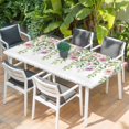 thumbnail image 2 of Pink Green Spring Table Cloths for 5 Foot Rectangle Tables, Floral Eucalyptus Leaves Watercolor Plant Patio Waterproof Elastic Fitted Tablecloths, Washable Rectangular Table Cover for Camping, 2 of 8
