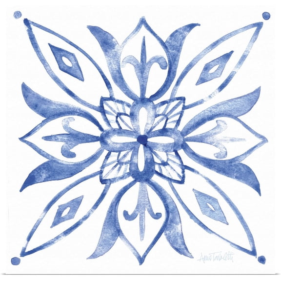 Great BIG Canvas | Rolled Anne Tavoletti Poster Print entitled Tile Stencil II Blue