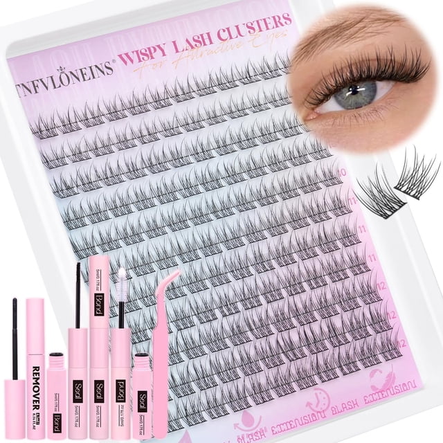 Kit de extensión de pestañas TNFVLONEINS Wispy Lash Clusters 9-12 mm