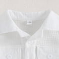 thumbnail image 4 of KPOPLK Summer Toddler Baby Boy Outfit Clothing Short Sleeve Cute Print Button Up Shirt Solid Shorts 2Pcs Clothes Set(18-24 Months,White), 4 of 7