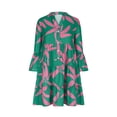 thumbnail image 4 of Qiopertar Vente de Liquidation Jupe en Dentelle Plissée Imprimée pour Femmes avec Manches Évasées Robe à Manches Longues Col en V Offres de la Semaine Moins de 5$, 4 of 6