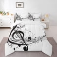 thumbnail image 3 of Homewish Black Musical Note Queen Comforter Set, Modern Pop Music Bedding Sets, Teens Kids Boys Girls Reversible Bedding Comforter Set, Luxury Bedroom Decor, 3pcs, 3 of 8