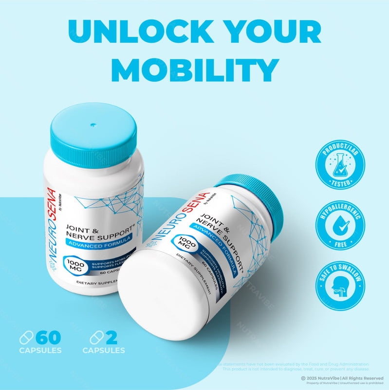 (2 Pack) Neuro Sena Capsules – Natural Joint Support Formula for Flexibility, Mobility & Confidence in Movement | Daily Formula for Comfort, Recovery & Active Lifestyle (120 Capsules)