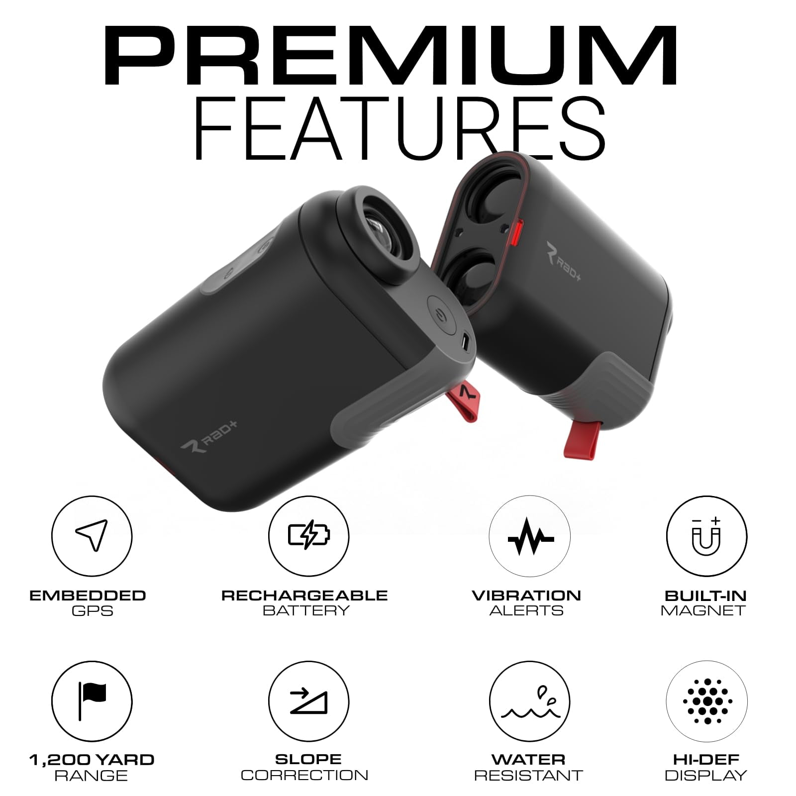 Lazer+ Golf Range Finder, Smart Slope Control, Integrated GPS, Magnetic Mount, 1300 Yards, FBC Distances, 42,000+ Courses Pre Loaded, Find My Device, Pin Lock Assist, Tournament Legal, Waterproof