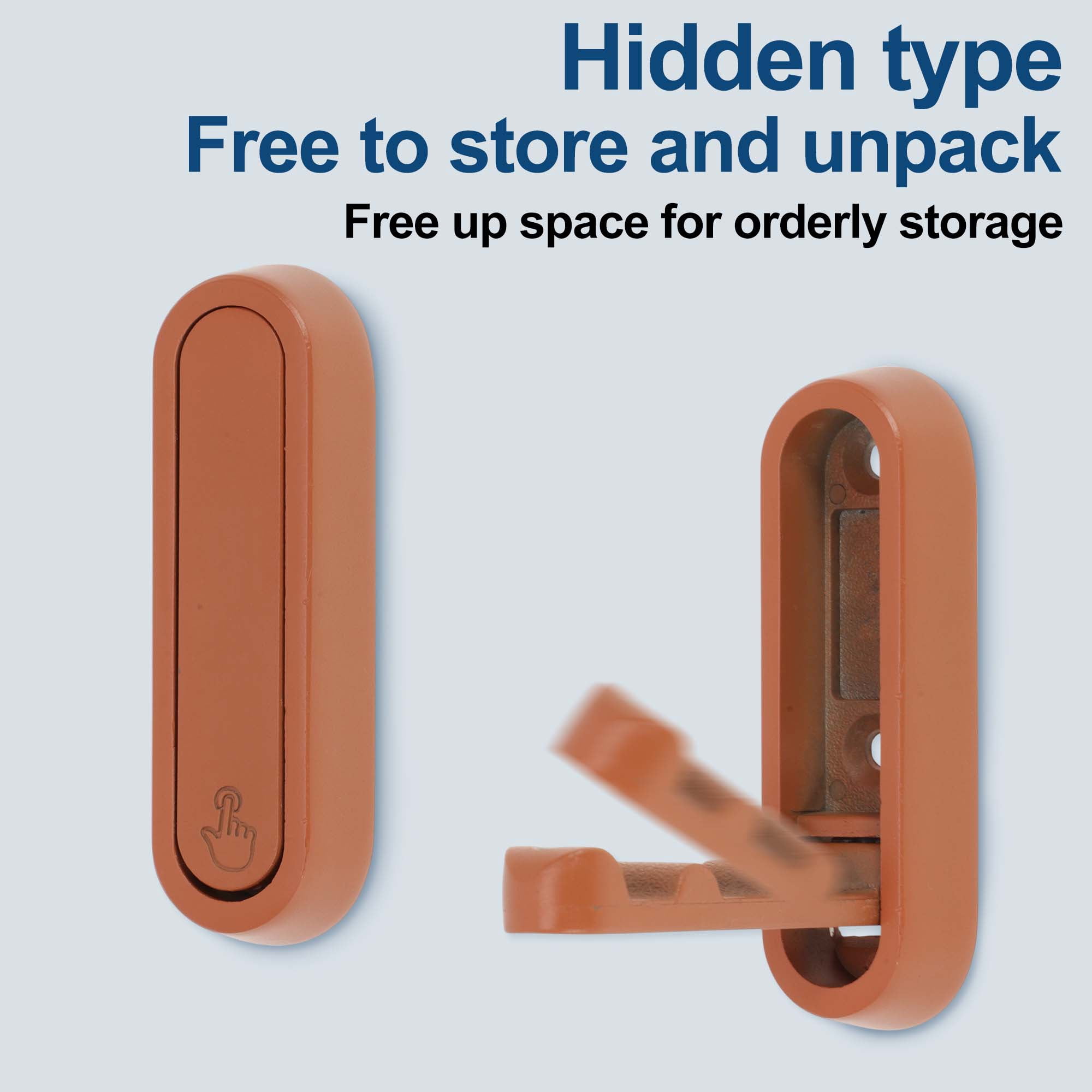 Unique Bargains Round Coat Hook Wall Mount Folding Hook Orange 2.87"x0.91"x0.47"