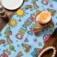 thumbnail image 3 of Blue Children's Day Table Runner 90 Inches, Car Tree Stars Modern Abstract Art Cartoon Bed Runner Dresser Scarves Tabletop for Indoor Outdoor Parties/Ceremony/Banquet, 13" x 90", 3 of 9
