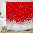 thumbnail image 4 of Duangreer Winter Snowflake Christmas Bathroom Decor with 12 Hooks, Red Xmas Snowflake Waterproof Fabric Shower Curtain, 72"x84", 4 of 5