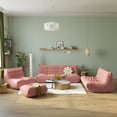 thumbnail image 2 of Magic Home Modern Sectional Sofa Togo Sofa Lazy Sofa Foam Couch Floor Sofa Velvet Couch for Living Room and Apartment,6 Seat Sofa and Ottoman,Pink, 2 of 9
