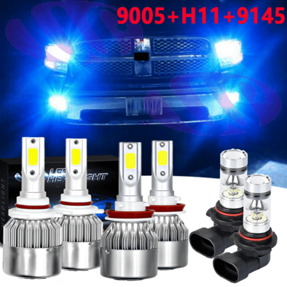 6Pcs LED Headlight Hi Low Fog Light Bulbs for 2011-2018 RAM 1500 2500 3500 8000K