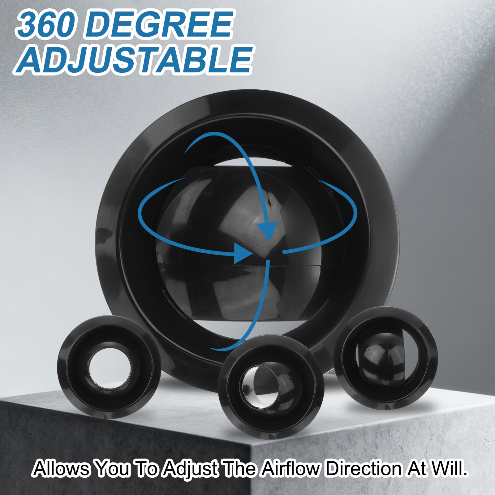 Uxcell 6 Inch Round Air Vent Covers, Ceiling Ball Jet Nozzle Air Diffuser, Black