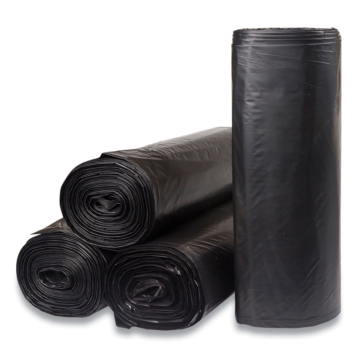 LowDensity Commercial Can Liners, 33 Gal, 1.2 Mil, 33" X 39", Black