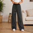 thumbnail image 4 of Bosfbaoi Sweatpants for Women Striped Wide Leg Drawstring Elastic Waist Loose Casual Trousers with Pockets, 4 of 9