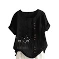 thumbnail image 2 of Hauts d'Été pour Femmes DYTTDG T-Shirt Mode Imprimé Grande Taille Col Rond Manches Courtes Blouse Décontractée Ample Hauts pour Femmes Liquidation Moins de 10 Noir,L, 2 of 4