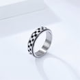 thumbnail image 2 of HIJONES Women Men's 6mm Rotatable Black White Checkered Ring Stainless Steel Personalized Ring Band Jewelry Silver Size 7, 2 of 5