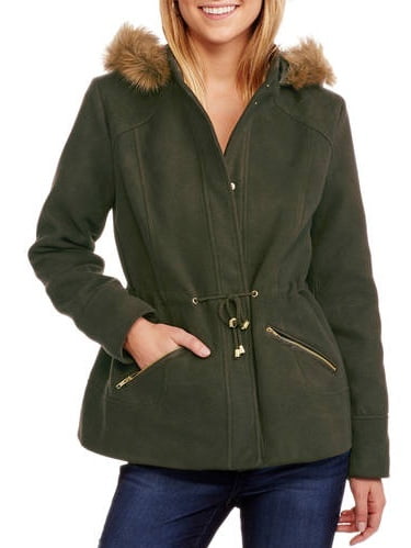 Maxwell Studio - Maxwell Studio Women's Faux Wool Hooded Coat with Fur ...
