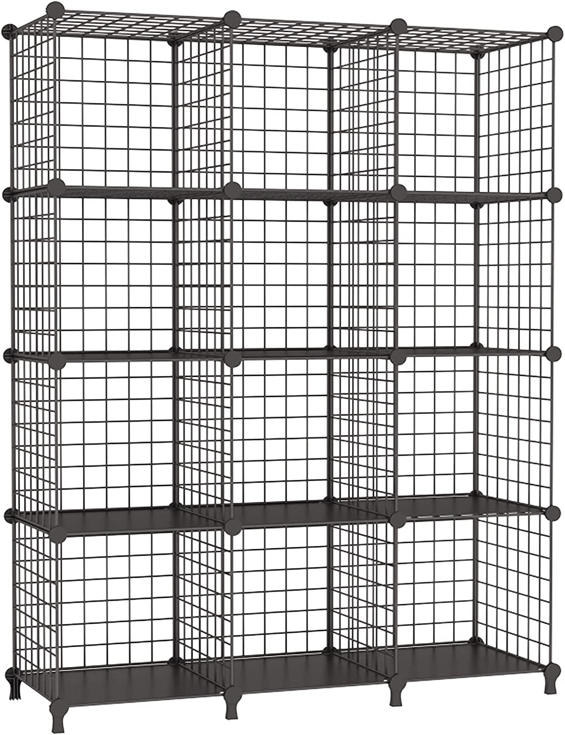 Hyjoy Wire Storage Cubes Closet Shelves Organizer 12 Cube Wire Grids