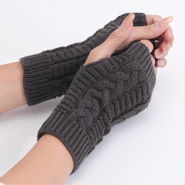 Guantes de medio dedo para mujer, de invierno, suaves y cálidos, de lana, para tejer, de brazo corto, suaves y cálidos, para trabajo, protección de manos.