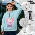 thumbnail image 6 of Chaqlin Cartoon Axolotl Girls Zipper Neck Sweatshirt Cute Trendy Half Zip Pullover Loose Fit Fall Clothes for Teen Girls Teens Youth Size 6-15 Years, 6 of 7